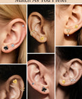 Various ear styles featuring Implant Grade F136 Titanium Cubic Zirconia Stud Earrings Secure Screw Back Ultra Light Hypoallergenic For Sensitive Ears All Day Fresh Fit No Drama Vibe Top Tier Slay.