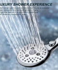 7 Setting Handheld Shower Head With On Off Pause Switch For No Fuss Easy Use High Pressure 4.8 Inch Spray Head in use