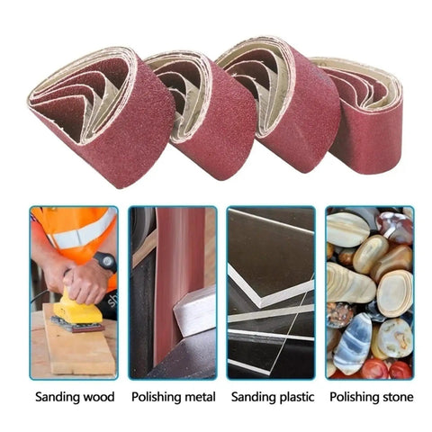 Heavy Duty 75 X 457 mm Sanding Belts 3 Pcs Wood Polishing Abrasive Paper 80 To 320 Grit Belt Sander Accessories for sanding wood and polishing metal.