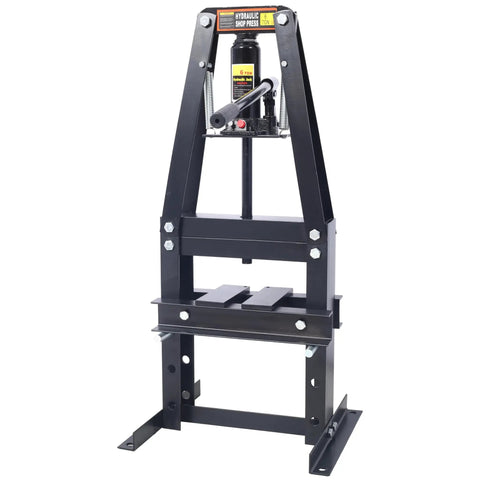 Front view of 6 Ton Benchtop Hydraulic A Frame Shop Press With Plates Adjustable Garage Floor Hydraulic Press For Auto And Mechanical Repairs Heavy Duty Black
