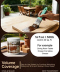 Golden Oak Wood Stain And Sealer In One 16 Oz applied to wood surface using a brush for DIY projects.
