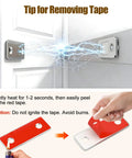 Instructions for removing tape from 6 Pack Cabinet Magnetic Catch Set For Easy Install No Drill Stainless Steel Strong Magnetic Latch.