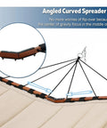 Close-up of 12Ft Two Person Hammock With V Shaped Hardwood Spreader Bar And Nylon Rope For Outdoor Chill On Patio 450lb Capacity