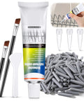 Dishwasher Rack Repair Kit With 1.7oz Grey Waterproof Coating And 100 Tine Prong End Caps, brushes, scraper, and repair process