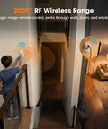 Child using the remote control for Gotta Love This Dimmer Plug With Remote Control For Lamps And Table Lights, demonstrating 200FT range.