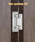 Heavy Duty Hidden Door Hinges 2 Pack With Matching Structural Screws Sleek Zinc Alloy Concealed Hardware Kits visible with max opening 110.