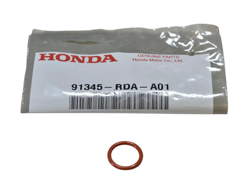 Honda Power Steering Fluid Kit With Three 12 Oz Bottles 08285-P99-0CZA3 Plus High Pressure Black Outlet O Ring Seal And Low Pressure Orange Inlet O Ring Seal For Honda Vehicles, with packaging and orange inlet O-ring