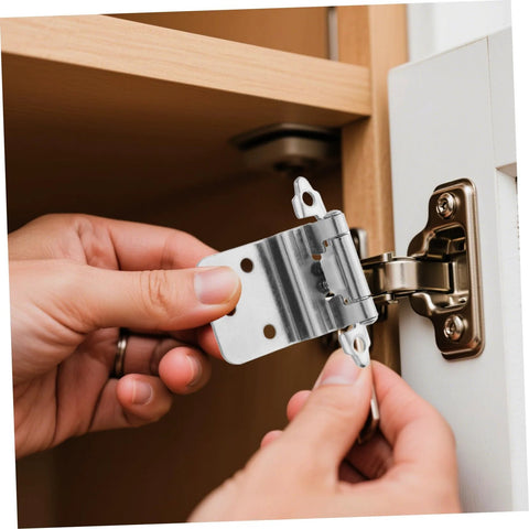 Installing durable self-closing recessed cabinet hinges on wooden door