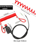 Boat Kill Switch Lanyard With Emergency Stop Cord For Outboard Engines Replacement Watercraft Safety Lanyard shown with measurements