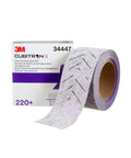 Cubitron II Hookit Multi Hole Abrasive Sheet Roll 70 mm Wide And 8 M Long 40 Plus Grit Sandpaper next to packaging