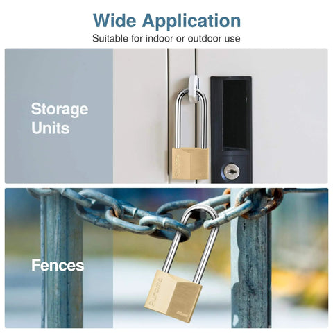 Keyed Padlock Waterproof Solid Brass Lock 2.6 Inch With Keys used on lockers and fences for secure outdoor and indoor storage.