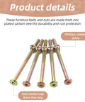 Heavy Duty M6 Bunk Bed Bolts 20 Pack 100 Millimeter Screw Connectors For Cribs Wooden Beds Cots Furniture Replacement Hardware Built Tough Real Deal Zero Worries Diy Fix Upgrade Kit, zinc plated carbon steel bolts with Phillips drive.