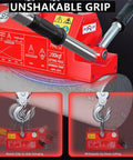 Heavy Duty Permanent Magnetic Lifter With Rock Solid Grip, 2200 Lb Plate Magnet For Crane And Workshop Rigging, No Sweat Neodymium Steel Handler For Your Daily Grind, showing unshakable grip on steel.