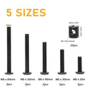 Built Different M6 Hex Socket Cap Bolts And Slotted Barrel Nuts Assortment Kit For Crib Cot Bed Furniture Hardware featuring five sizes of bolts.