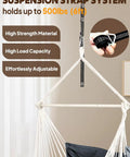 Hammock Chair Swing With Steel Spreader Bar Supports Up To 500 Lbs Two Cushions Included Portable Hanging Chair With Anti Slip Grooves