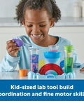 Child using Rainbow Reactions 14 Piece Preschool Science Lab Kit For Kids Age Four And Up With Color Mixing Experiments And Hands On Colorful STEM Activities For Boys And Girls