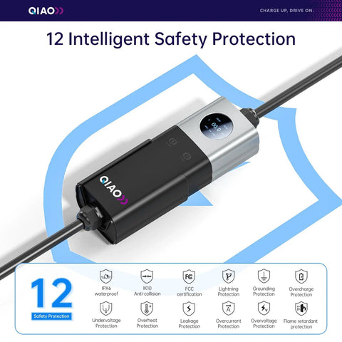 Total Game Changer Level 2 Ev Charger For J1772 Rides displaying 12 intelligent safety protection features and sleek design.