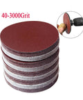 Premium Hook Sanding Discs 150mm 25pc Assorted Grit Kit From Coarse 40 To Polishing 3000 For Smashing Rust Off Metal And Wood Surfaces Quick And Easy, showing stacked discs.