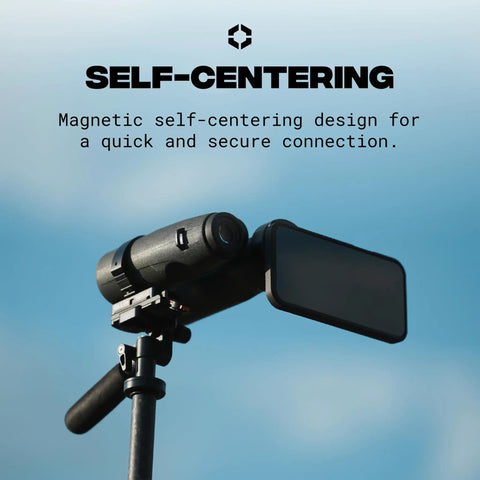 Snapshot Bino Adapter Magnetic Eyepiece For Binoculars And Smartphone Digiscoping Rig with self-centering design on tripod.