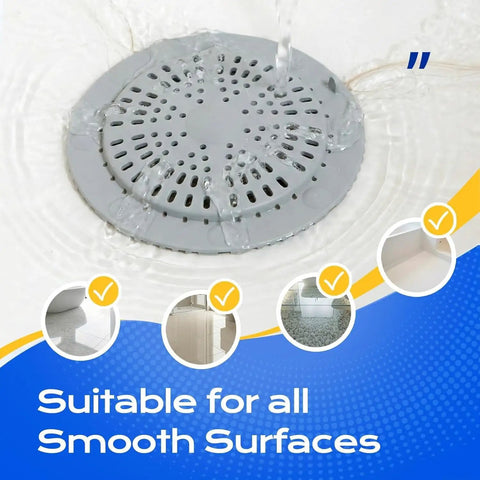 2 Pack Silicone Shower Drain Hair Catcher Designed For Sunken Tub Installations Heavy Duty Strainer draining water in a smooth surface