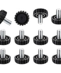30 Pack M8 Screw On Furniture Glide Leveling Feet For Tables And Desks, Black Metal Adjustable Leg Levelers, top view