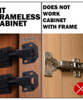 30 Pack Hidden Cabinet Hinges For Frameless Kitchen Cabinets, 110 Degree Surface Mount Concealed Hinges, Heavy Duty, Black, side view