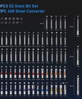 Go To All In One 74 In 1 Magnetic Ratchet Screwdriver Set bit selection showing various S2 steel pieces and converter.