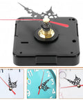 Quartz Long Shaft Clock Movement Replacement Kit for DIYers and Home Decor Enthusiasts tool-free install shown with brass nut and hands
