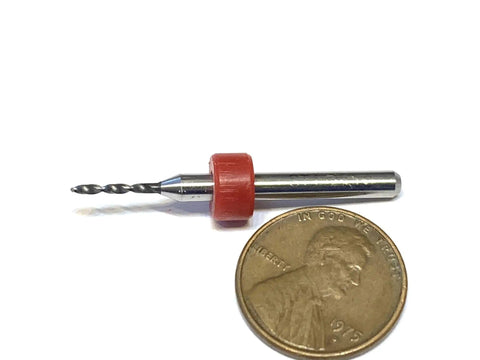 Six 1.2mm Micro Drill Bits For 3D Printer Nozzle Cleaning And Extruder Maintenance shown next to a penny for size comparison.
