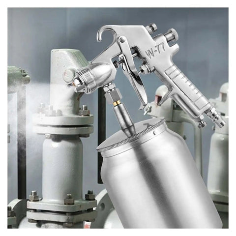 Built Tough Pneumatic Paint Sprayer With Slick Finishes And No Sweat Cleanup Ideal For Auto Detailing Furniture Makeovers And Handyman Projects Featuring Rust Resistant Steel Tips in use.