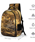 Dope Golden Hour Leopard Print Unisex Backpack With Ample Capacity, Lightweight Polyester Daypack, Durable Zippers, Breathable