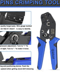 Self Adjusting Wire Terminal Crimping Tool Kit With Ratcheting Crimper For AWG 22 To 16 0.5 To 1.5 Mm2 with blue handles