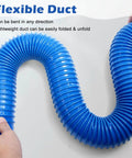 Flexible blue duct hose, 180mm ID, lightweight and easily bendable for HVAC dust extraction systems.
