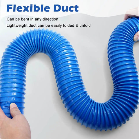 Flexible blue duct hose, 180mm ID, lightweight and easily bendable for HVAC dust extraction systems.