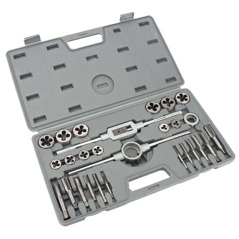 FTVOGUE Metric Tap And Die Set With Coarse Fine Teeth For 27 Piece Complete Accessories Kit To Repair Automotive Mechanical Jobs And Cut Threads Like A Boss