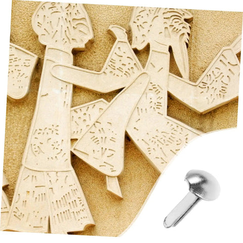 Mini Iron Brads For DIY Projects 100 Pack Paper Craft Fasteners For Shadow Puppet Making Kit And Scrapbooking Embellishments Repairs Metal Fasteners For Craft Junkies next to wooden puppet cutout