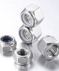 M10 Nylon Inserted Stainless Steel Hex Lock Nuts 304 Self Locking Self Clinching Pack Of 20 10mm Thread 17mm Across Flats Corrosion Resistant