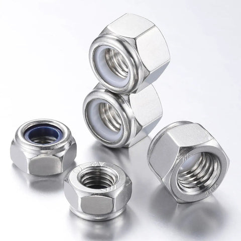 M10 Nylon Inserted Stainless Steel Hex Lock Nuts 304 Self Locking Self Clinching Pack Of 20 10mm Thread 17mm Across Flats Corrosion Resistant