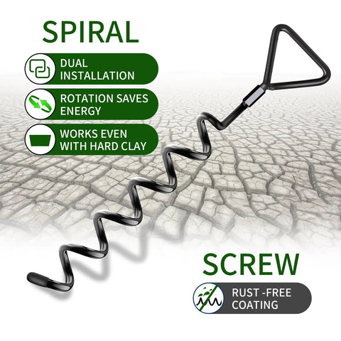 Spiral screw-in anchor for Beefy Heavy Duty Trampoline Ground Anchors 4 Pack With Straps Screw In Stakes For Windy Yards Easy Drill Or Manual.
