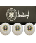 Trump Signature Golf Balls 3 Pack With Display Gift Box Dope Collectible Golf Balls For Trump Fans Political Memorabilia White Finish Ideal Gift For Men Who Love Golf And Bold Statements