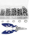 Heavy Duty Stainless Steel Split Ring Set With Pliers 200 Pcs Fishing Lures Rigs Leaders Connector Kit For Freshwater And Saltwater
