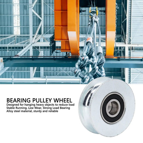 Groove Roller Wheel Bearing Pulley With 64Mm Outer Diameter And 15Mm Center Hole, Alloy Steel Guide Wheel displayed in industrial setting