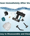 Components of Pro Grade 700W Paint Sprayer With 6 Copper Nozzles And 3 Spray Patterns HVLP floating in water