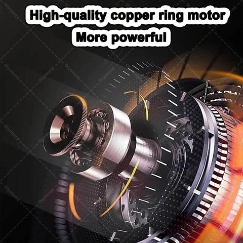 Close-up of heavy duty 1500W grain auger motor in copper highlighting power efficiency for the auger workhorse with suction system
