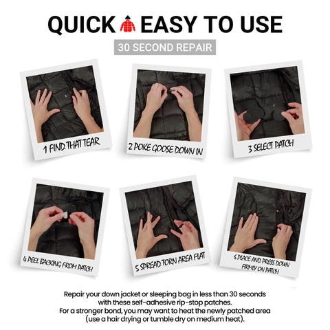 Step-by-step guide using Self Adhesive Waterproof Repair Patch Kit For Outdoor Gear Quick 30 Second Fix on fabric