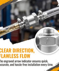 Built Tough One Way Check Valve Two Pack Quarter Inch Fuel Line Assembly Aluminum Alloy Body with clear arrow indicator for precision.
