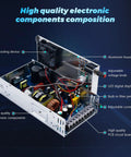 60V 600W Adjustable DC Power Supply With LED Digital Display Converts 110V Or 220V AC To 0 To 60V DC 10A Max Switching Converter For 3D Printers CCTV And Dimmable LED Projects With 5V 12V 24V 48V Buck Outputs, open aluminum housing