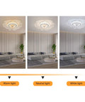 Ceiling Fan with Light 18.5 Inch App-Controlled Efficient Motor Finish showcasing warm, neutral, and white light settings in living room.