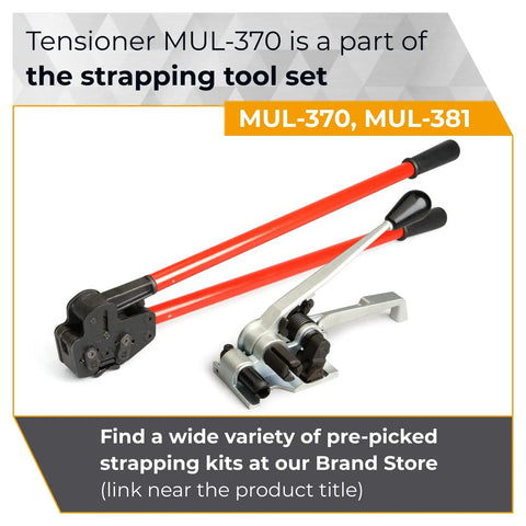 Heavy Duty Tensioner For Wide PET Strapping Featuring Patented Vertical Gripper Design Rock Solid Construction Top Shelf Warehouse Tool That Handles Full Width Strap Wrapping Without Any Sweat Or Hassle