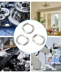 50 Pack Straight Up Premium 304 Stainless Steel Wave Washers for securing bolts in various projects, shown in multiple work environments.
